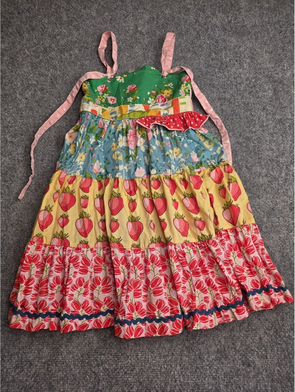Matilda Jane Good Hart Meadow Sweet Ellie Dress Size 6 Strawberry Floral EUC